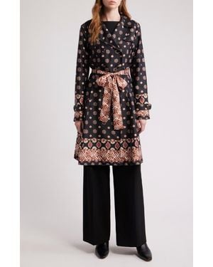 d.RA Emerson Print Belted Trench Coat - Black