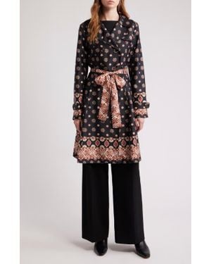 d.RA Emerson Print Belted Trench Coat - Black