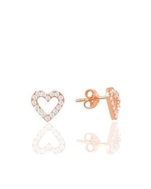 Spero London Heart Sterling Stud Earrings - Pink