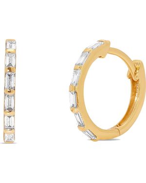 Sara Weinstock Dujour Baguette Diamond Hoop Earrings - Metallic