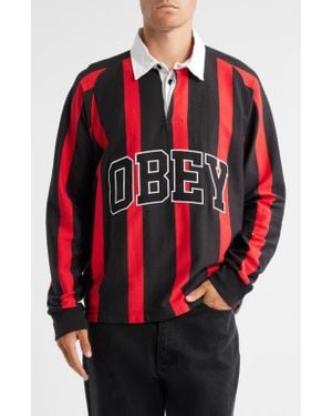 Obey Landon Stripe Rugby Shirt - Red