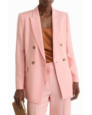Reiss Magda Double Breasted Blazer - Pink