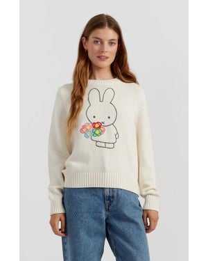 Chinti & Parker Hand-Embroidered Miffy Cotton Sweater - White