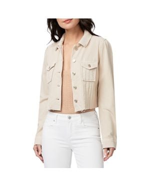 PAIGE Pacey Raw Hem Crop Twill Jacket - White