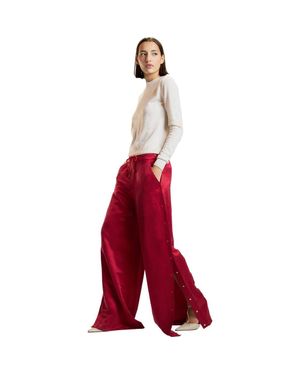 Cynthia Rowley Wide Leg Snap Pants - Red