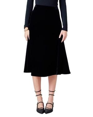 Endless Rose Velvet Circle Midi Skirt - Black