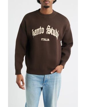 Saint Studio Santo College Graphic Knit Sweater - Brown