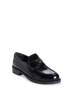 Prada Platform Leather Triangle Logo Loafers in Black | Lyst display picture 3