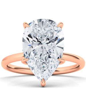 HauteCarat Pear Cut Lab Grown Diamond Ring - Blue