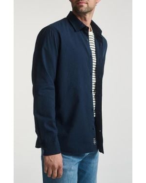 Mavi Textured Stretch Cotton Button-Up Shirt - Blue