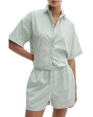Rag & Bone Marin Stripe Crop Button-Up Shirt - Green