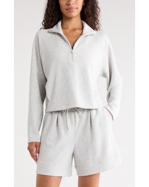 Zella Soft Luxe Half Zip Sweatshirt - White