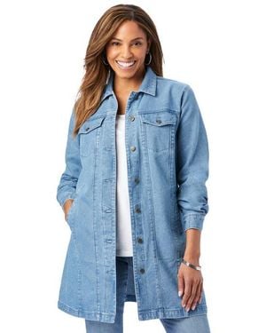 Jessica London Long Denim Jacket - Blue