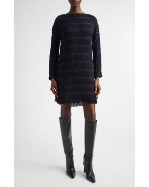 DIOTIMA Notte Long Sleeve Merino Wool Blend Mini Sweater Dress - Blue