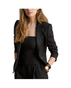 Ralph Lauren Chalk Stripe Linen Blazer - Black