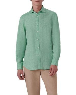 Bugatchi Axel Linen Button-Up Shirt - Green