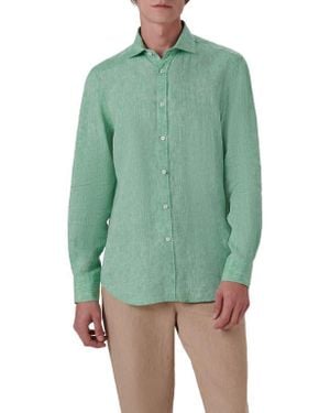 Bugatchi Axel Linen Button-Up Shirt - Green