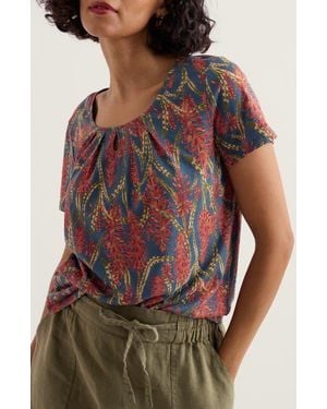 Seasalt Cornwall Appletree Floral Keyhole T-Shirt - Multicolor