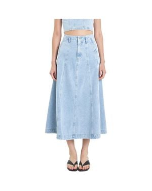 Grey Lab Denim Midi Skirt - Blue