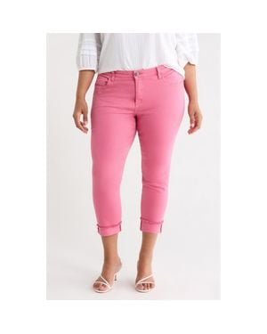 Kut From The Kloth Amy Frayed Crop Slim Straight Leg Jeans - Pink