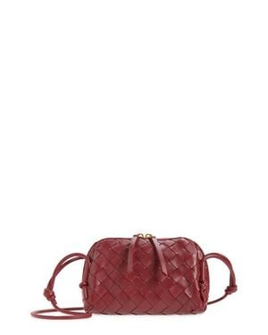 Bottega Veneta Mini Concert Intrecciato Leather Crossbody Bag - Red