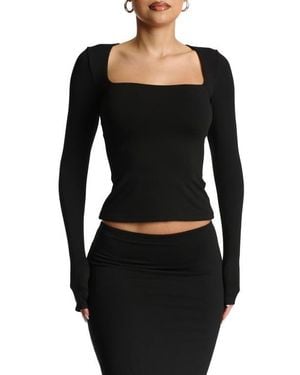 Naked Wardrobe Square Neck Crop Top - Black