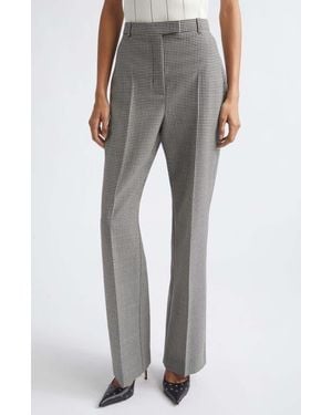 McQueen High Waist Plaid Wool Straight Leg Pants - Gray