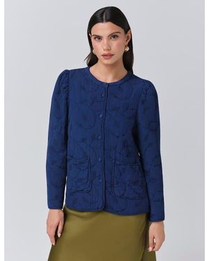 Ghost Zara Crepe Button Through Jacket - Blue