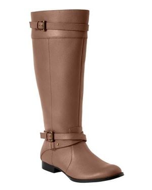 Comfortview The Janis Wide Calf Leather Boot - Brown