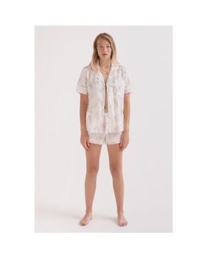 Desmond & Dempsey Short Sleeve Pajama Set - Pink