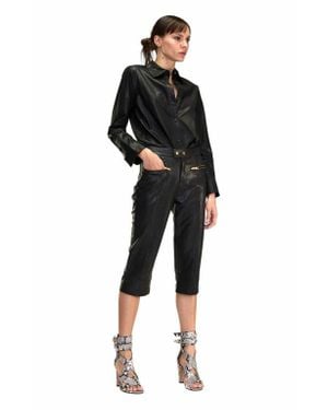 Cynthia Rowley Leather Capris - Black