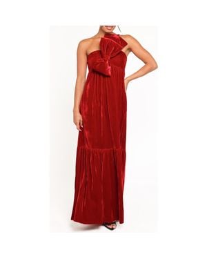 Petal & Pup Betina Bow One-Shoulder Gown - Red