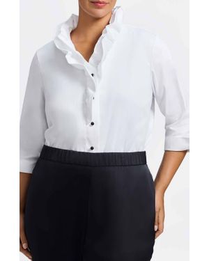 Foxcroft Edith Ruffl Shirt - White