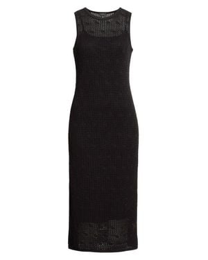 Halogen® Open Stitch Cotton Blend Midi Dress - Black