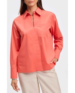 Foxcroft Bella Solid Popover Top - Red