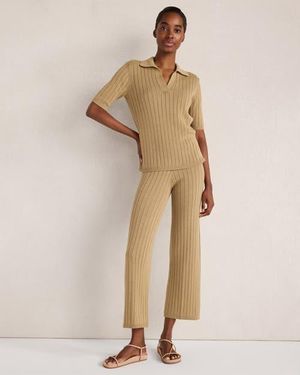 Haven Well Within Organic Cotton Ribbed Wide Leg Pants - Natural