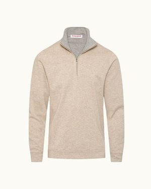 Orlebar Brown Isar Cashmere Classic Fit Cashmere Blend Half Zip - Natural