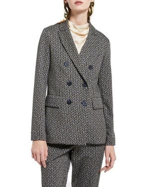 Ottod'Ame Printed Double Breasted Blazer - Gray