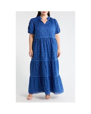 Sugarlips Briza Medallion Renley Tiered Maxi Dress - Blue