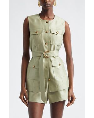 Zimmermann Kindred Spirit Luna Wool & Silk Utility Vest - Green