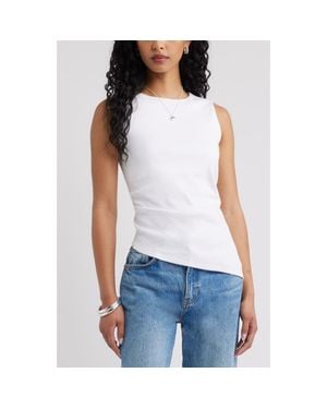 Open Edit Asymmetric Rib Cotton Tank - White