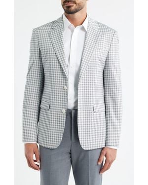 Daniel Hechter Dh-Xtension Modern Fit Gingham Check Stretch Sport Coat - Gray