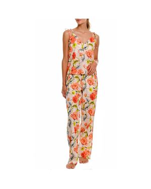 The Lazy Poet Amelie Floral Cotton Pajamas - Orange