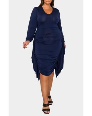 L I V D Nova Ruched Bodycon Dress - Blue