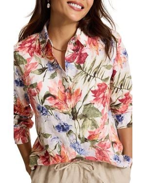 Tommy Bahama Coastalina Island Bloom Relaxed Linen Shirt - Red