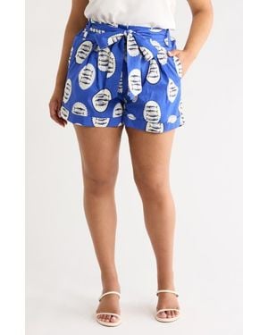 Sugarlips Maeve Belted Floral Zaferia Shorts - Blue