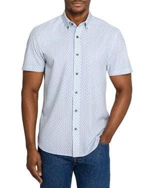 Con.struct Slim Fit Zig Zag Woven Short Sleeve Basic Shirt - White