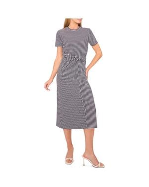 Halogen® Twist Stripe T-Shirt Dress - Gray