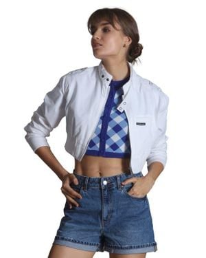 Members Only Mini Cropped Racer Jacket - Blue
