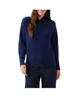Karen Kane Crossover Shawl Collar Sweater - Blue